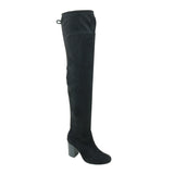 Natalie - Suede Knee High Chunky Heel Boots